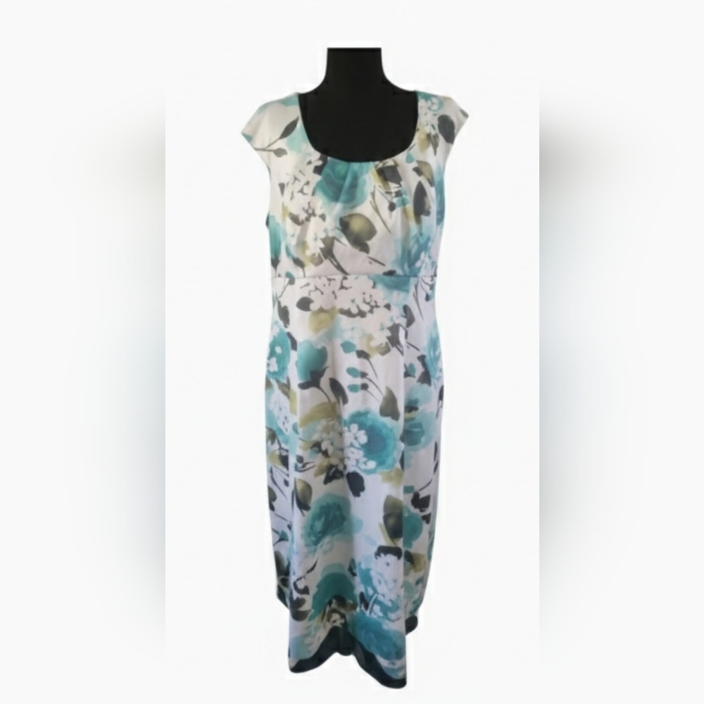dressbarn Floral Midi Dress - Blue and Green